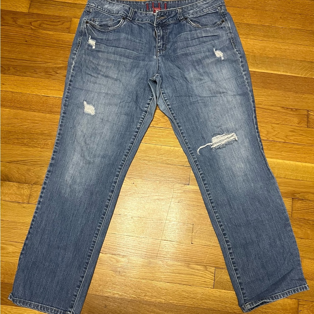 Elle brand jeans, size 14. Distressed, straight leg